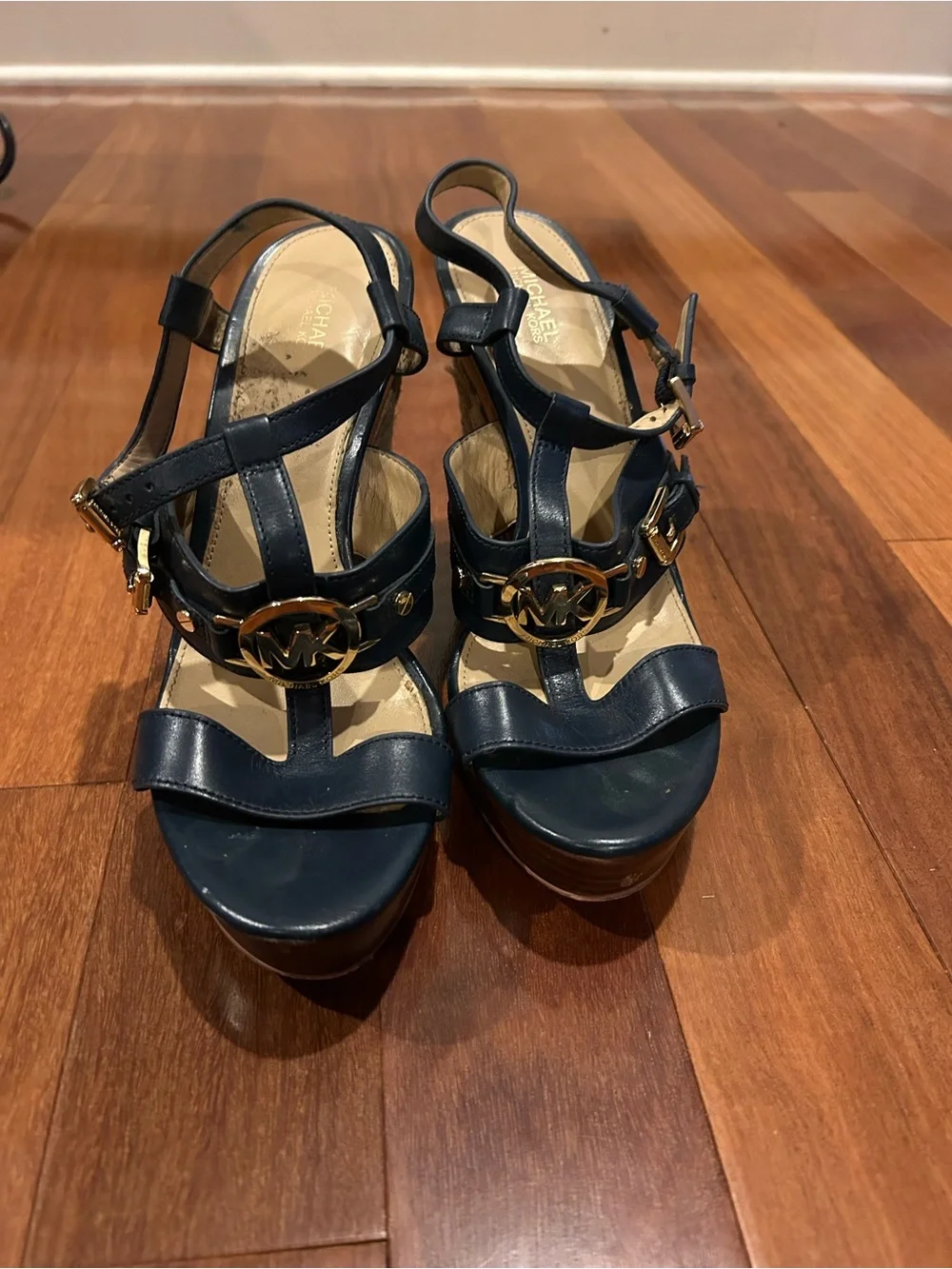 Michael Kors Wedge Espadrille Sandal MK Shoes Blue Size 8.5